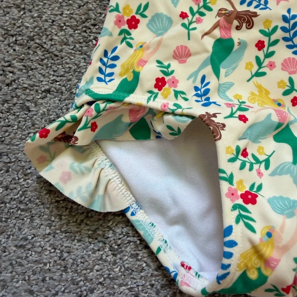 Mini Boden Halterneck Mermaid Swimsuit Ruffle Trim Size 2-3 Years Beach